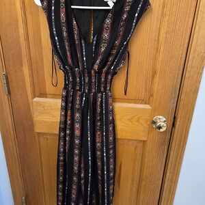 FRANCESCA'S Miami Black Jumpsuit with Colorful Stripes